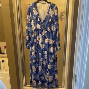 Blue Floral Tiered Maxi Dress - [Brand]